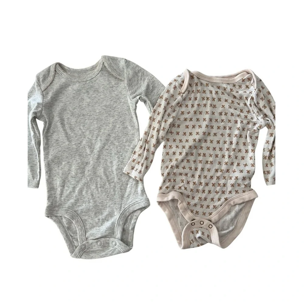 Carters Just One You 6M & Cloud Island 3-6M Long Sleeve Bodysuit Set 2 Pk Cotton